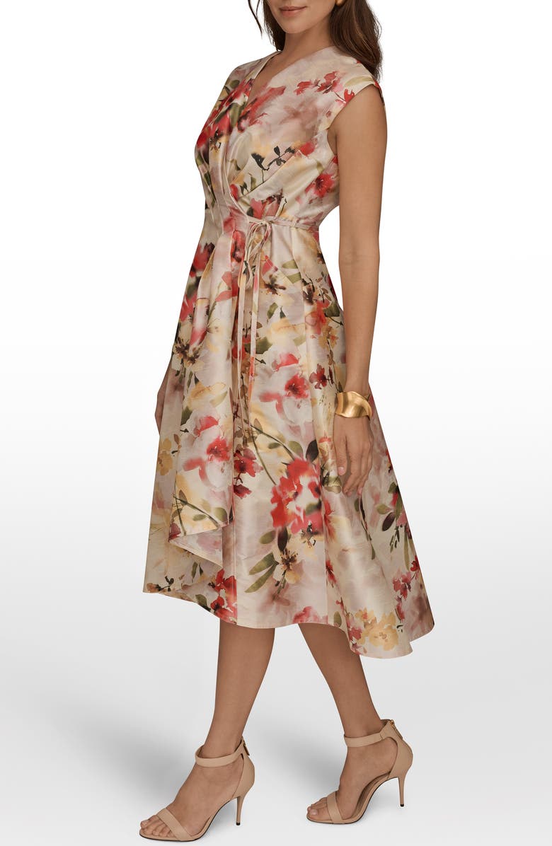 Donna Karan New York Floral Wrap Front Midi Dress, Alternate, color, 