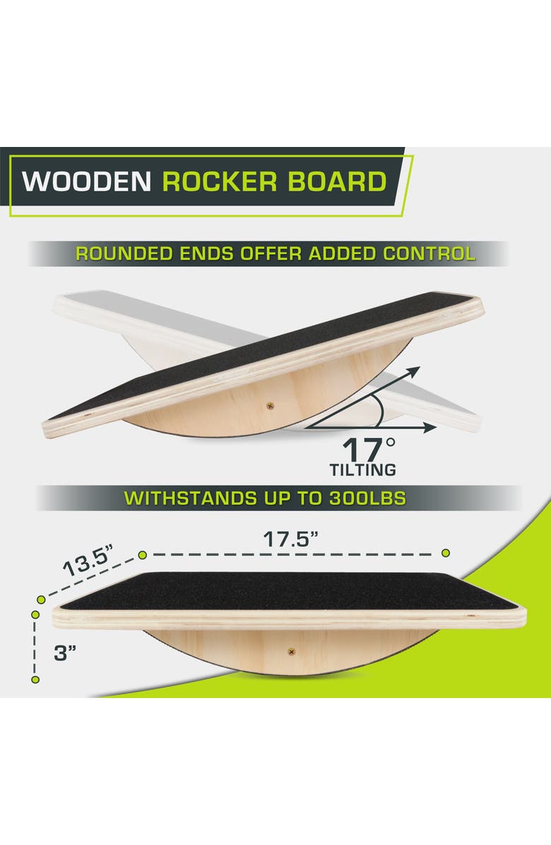 ProsourceFit Wooden Rocker Board, Alternate, color, Wooden