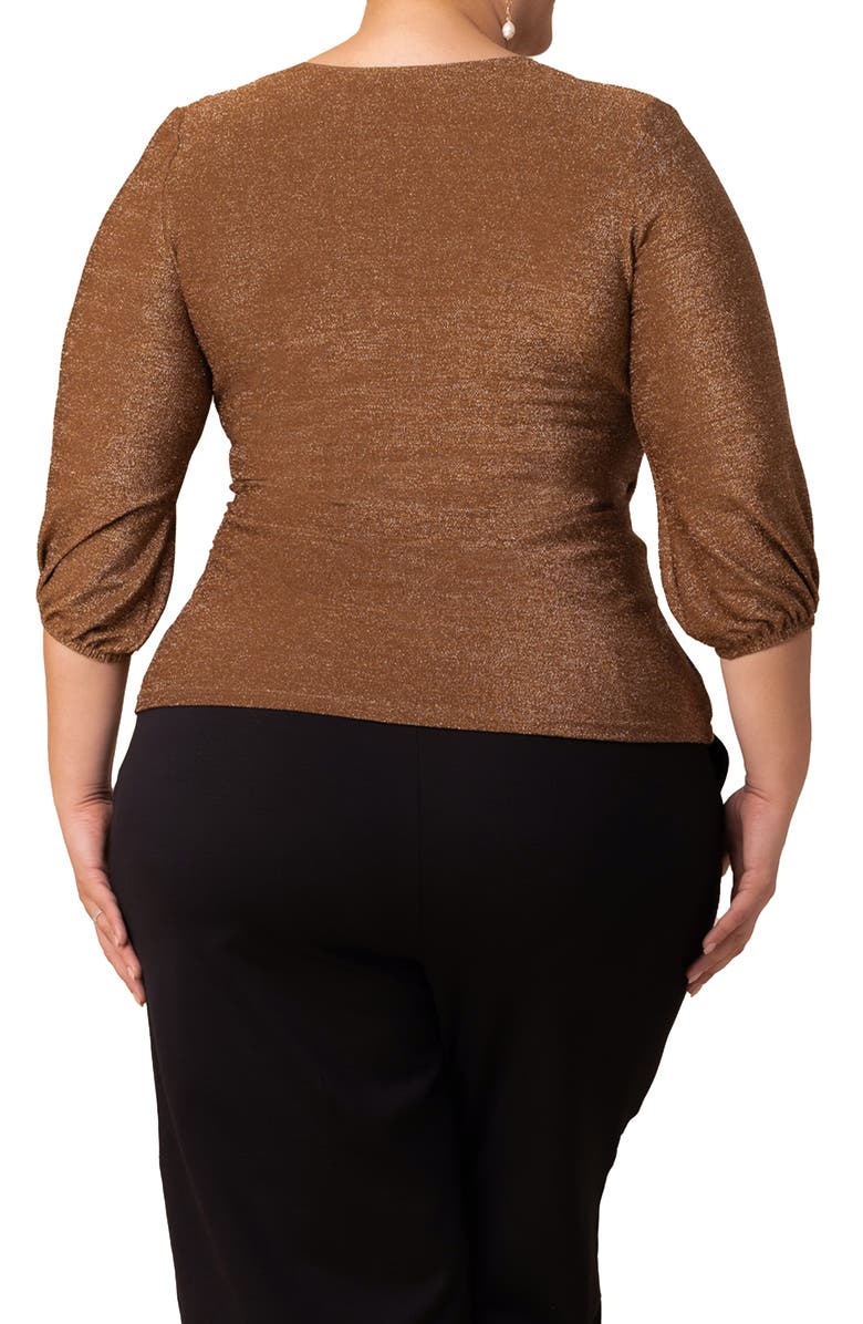Kiyonna Celeste Faux Wrap Top, Alternate, color, Mocha Sparkle