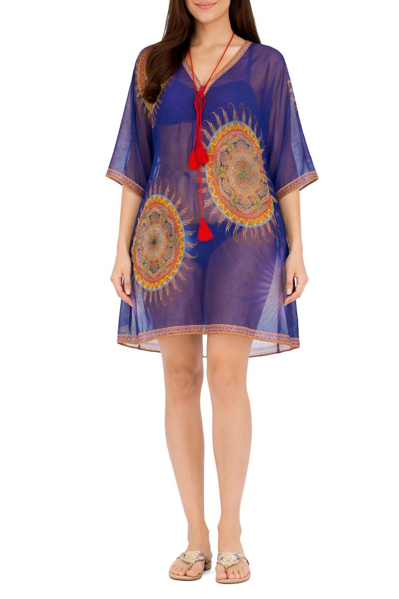 Short Cover-Up Poncho, Main, color, BLUE