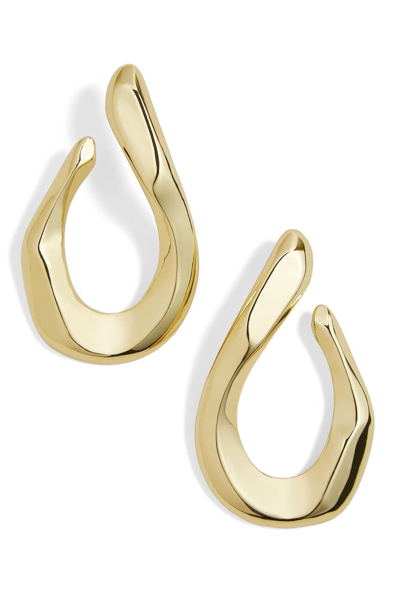 Avani Hammered Twisted Hoop Earrings, Main, color, GOLD