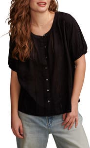 Lucky Brand Smocked Shoulder Top