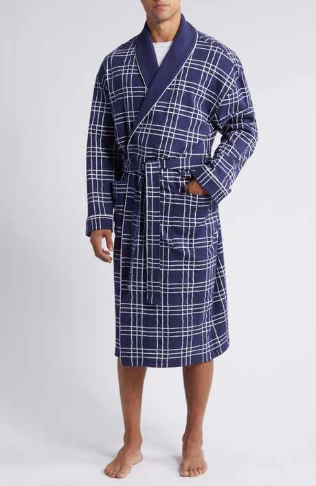 Summeritme Blues Windowpane Check Cotton Knit Robe