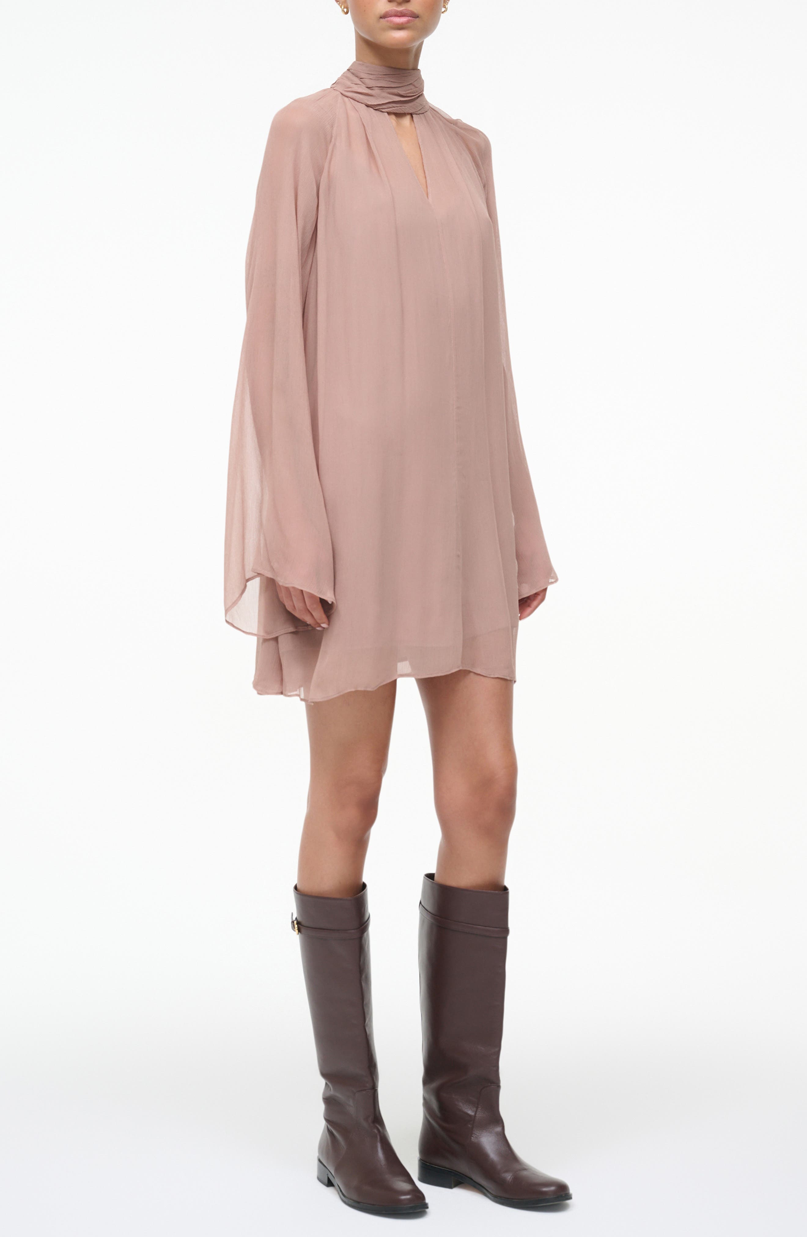 esther mini dress Staud Esther Mini Dress Taupe