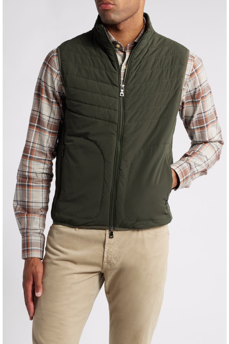 Water Resistant Stretch Nylon Puffer Vest, Alternate, color, OLIVE
