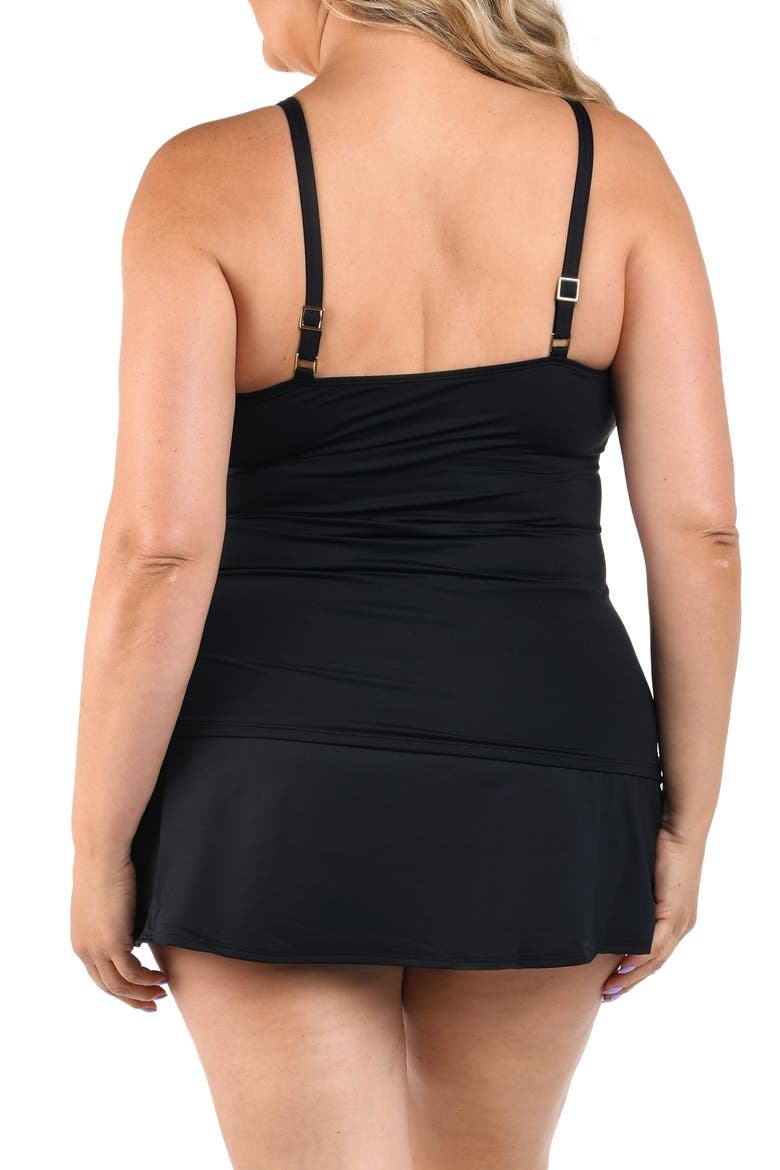 Shirred Tankini Top, Alternate, color, BLACK