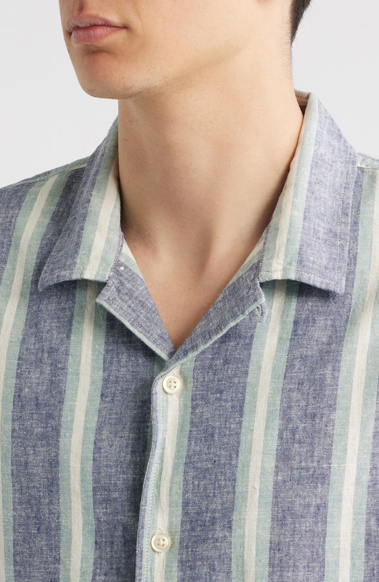 Treasure & Bond Linen & Cotton Camp Shirt, Alternate, color, Blue Trevor Stripe