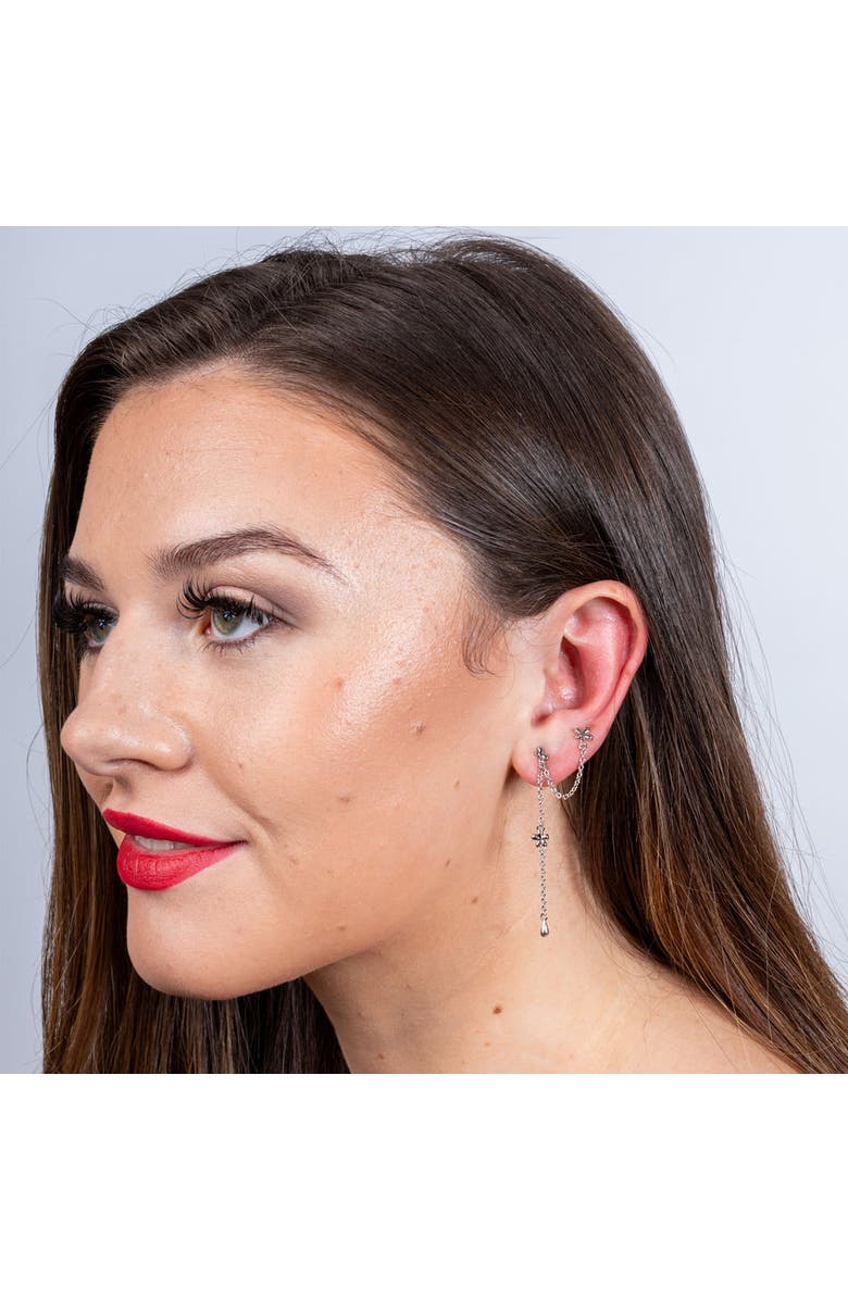 Lucy Quartermaine Splash Double Post Earring with Drop, Alternate, color, Sterling Silver