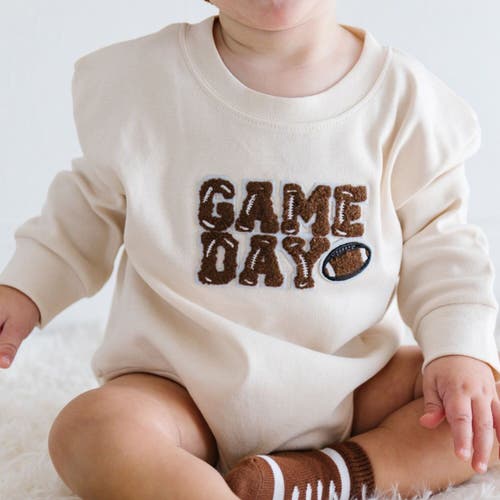 Sweet Wink Game Day Patch Long Sleeve Romper In Neutral