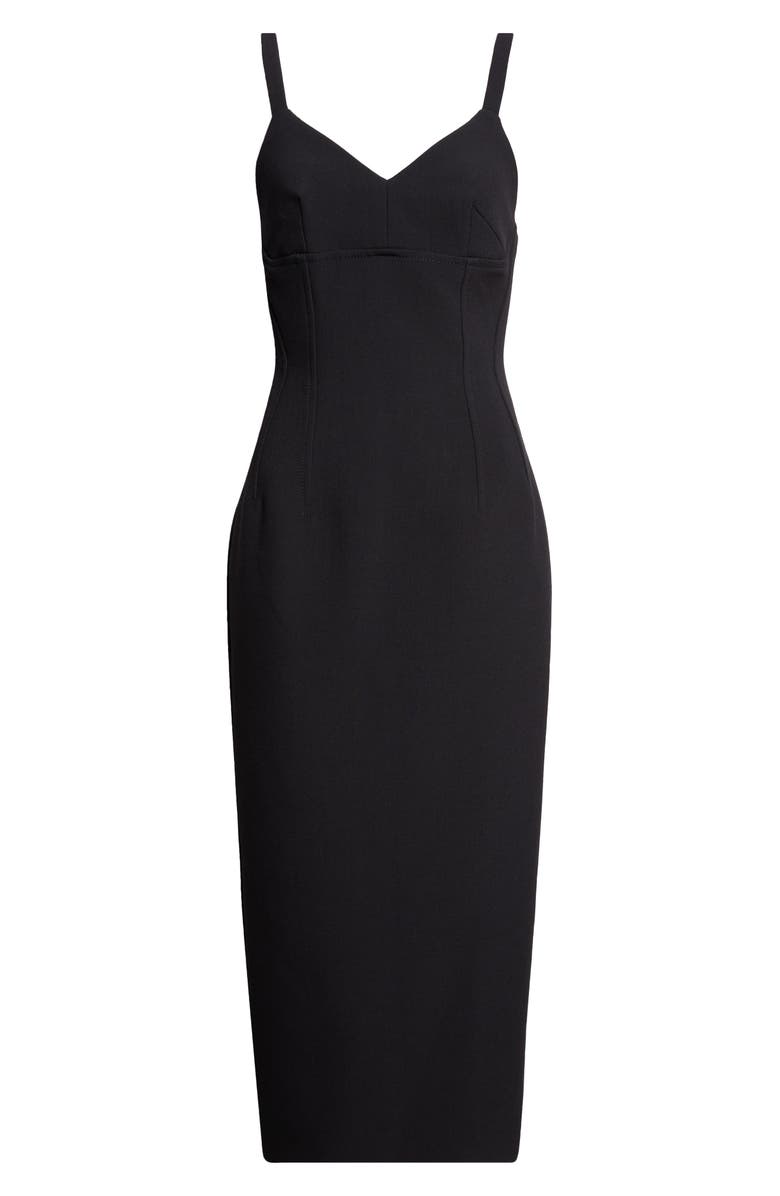 Emilia Wickstead Ezekiel Bird's Eye Suiting Sheath Dress, Alternate, color, Black