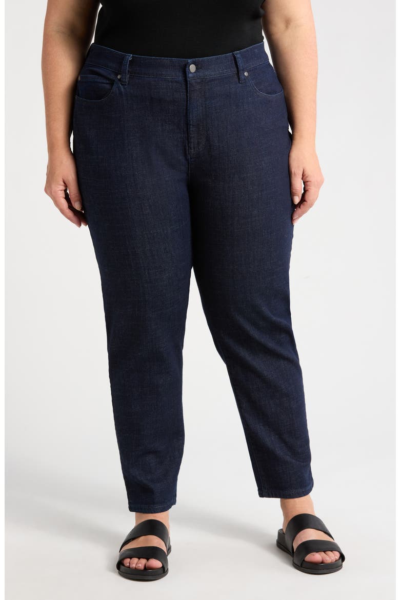 High Waist Slim Straight Jeans, Main, color, DEEP INDIGO