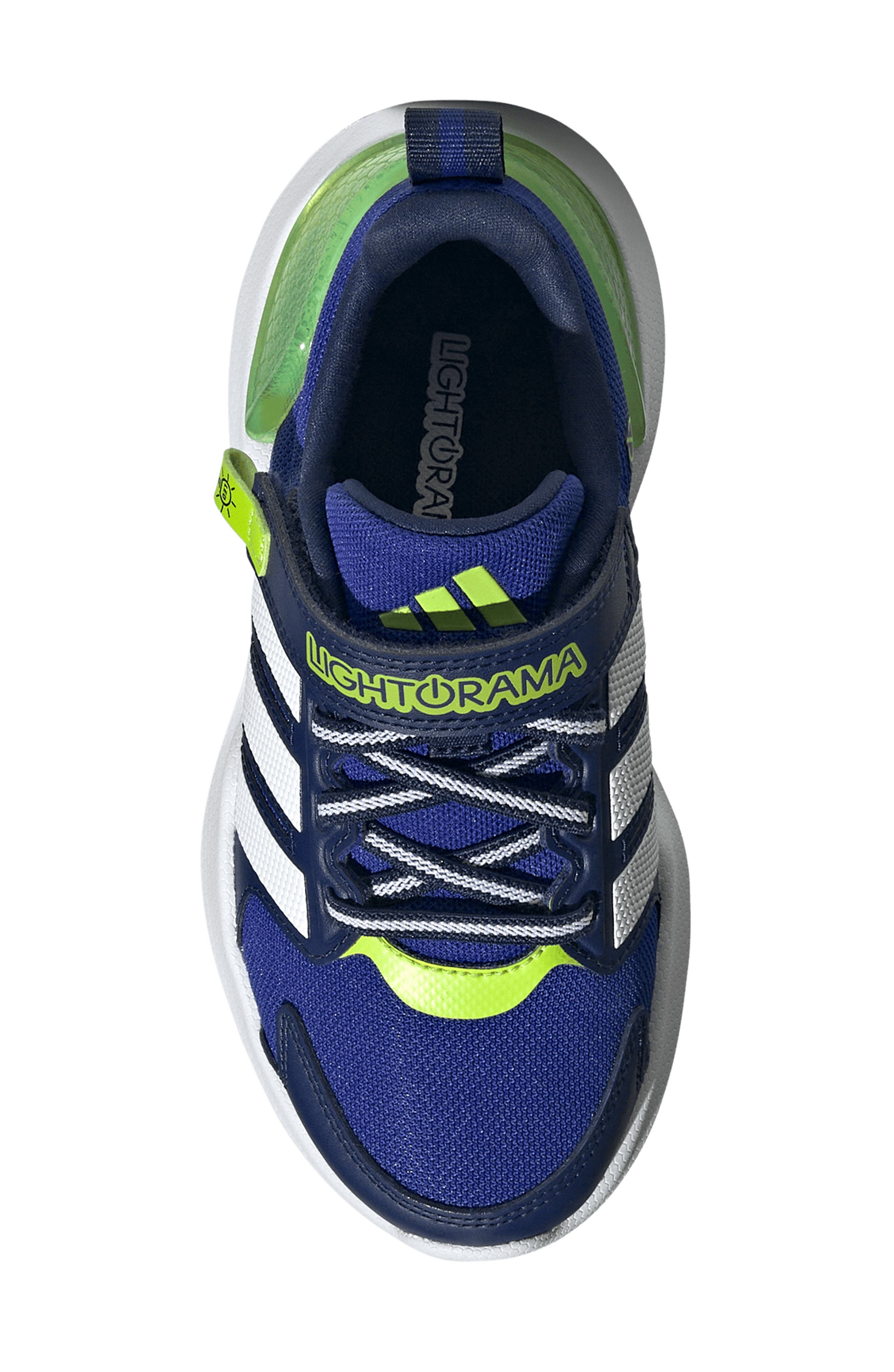 adidas Kids' Lightorama Sneaker, Alternate, color, Lucid Blue/ White/ Solar Slime