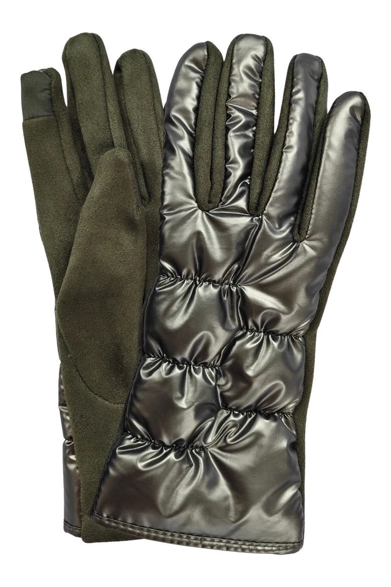 Tech Puffer Gloves, Main, color, OLIVE