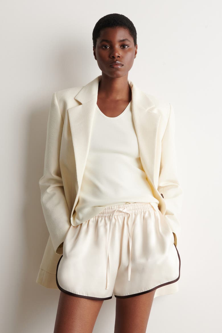 Single-Breasted Bouclé Blazer, Alternate, color, WHITE