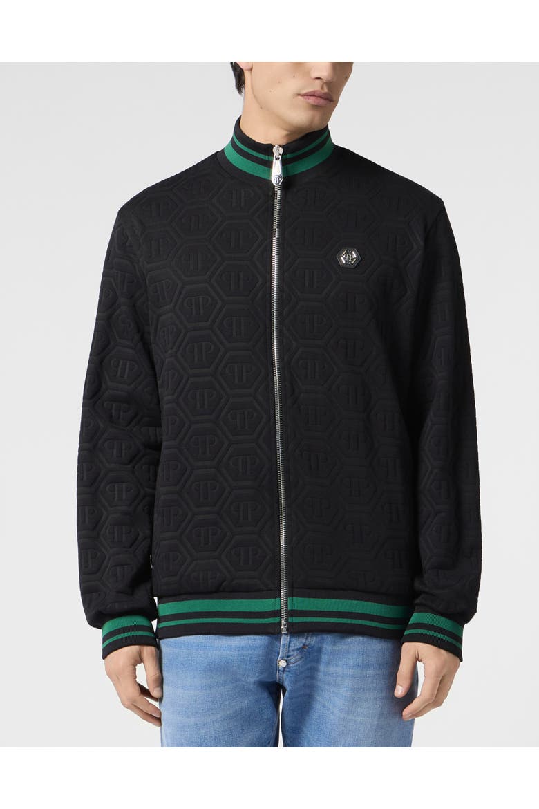 Tracksuit Jacket Jacquard Monogram Men, Main, color, black