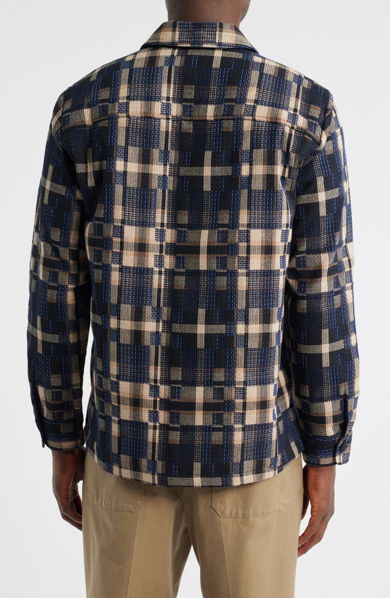 Wax London Whiting Glitch Check Overshirt, Alternate, color, Natural / Navy