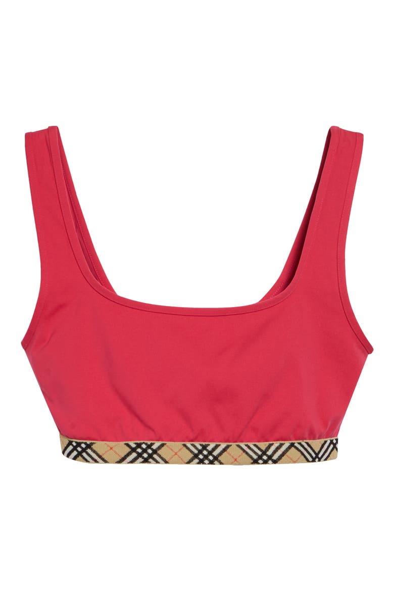 Check Trim Bikini Top, Alternate, color, JAM RED