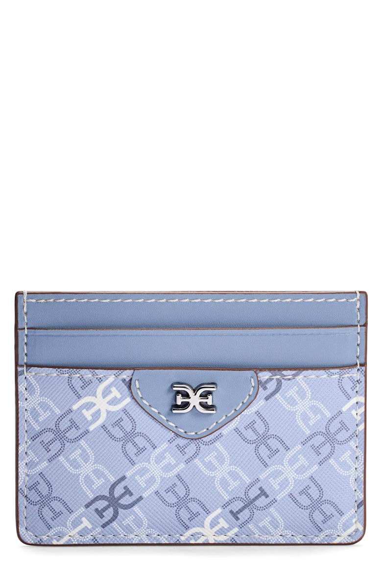 Harper Monogram Faux Leather Card Case, Main, color, POWDER BLUE