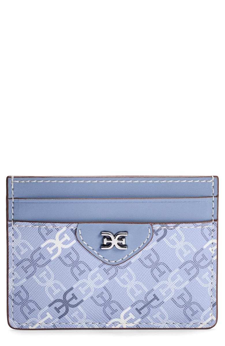 Sam Edelman Harper Monogram Faux Leather Card Case, Main, color, Powder Blue