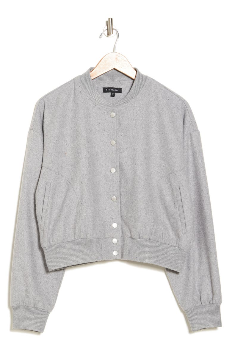 Blu Pepper Crop Bomber Jacket, Alternate, color,