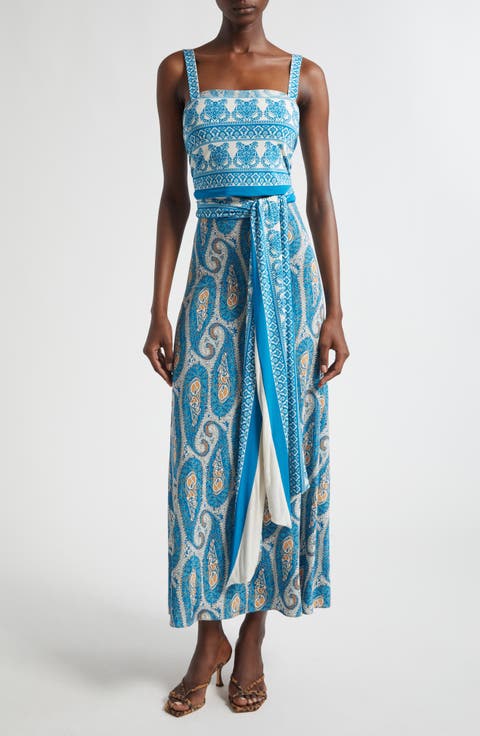 Paisley Stretch Jersey Wrap Sundress