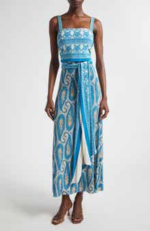 Paisley Stretch Jersey Wrap Sundress