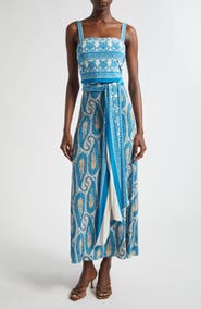 Etro Paisley Stretch Jersey Wrap Sundress