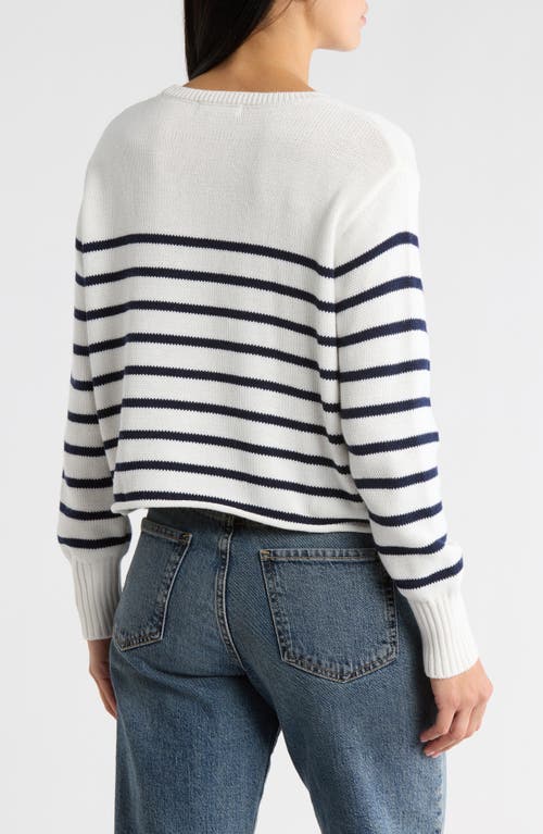 Vigoss Stripe Boxy Crop Cotton Blend Sweater