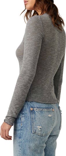 フリーピープル Free People Be My Baby Long Sleeve レディース シャツ トップス Heather Grey Free People Be My Baby Knit Round Neck Long Sleeve Shirt