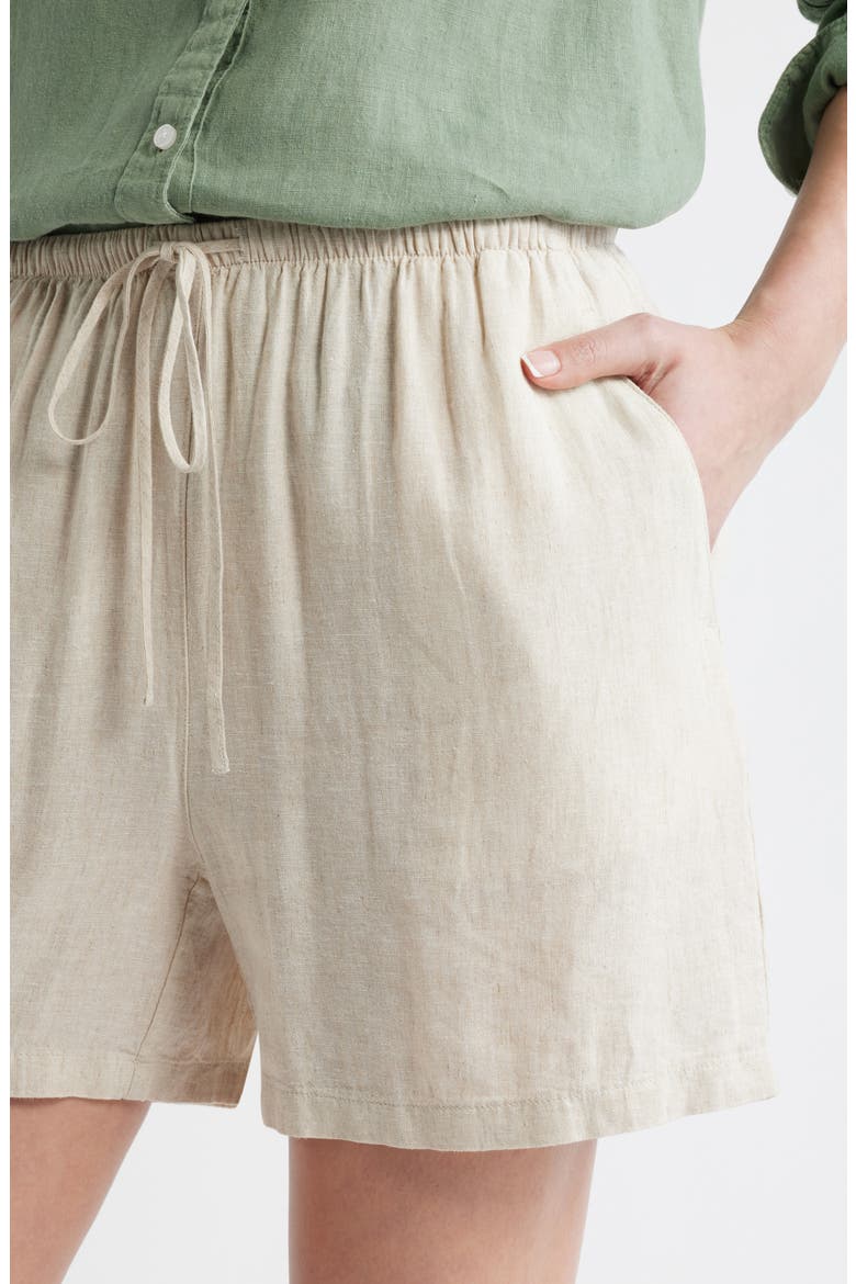 Easy Linen Blend Shorts, Alternate, color, FLAX