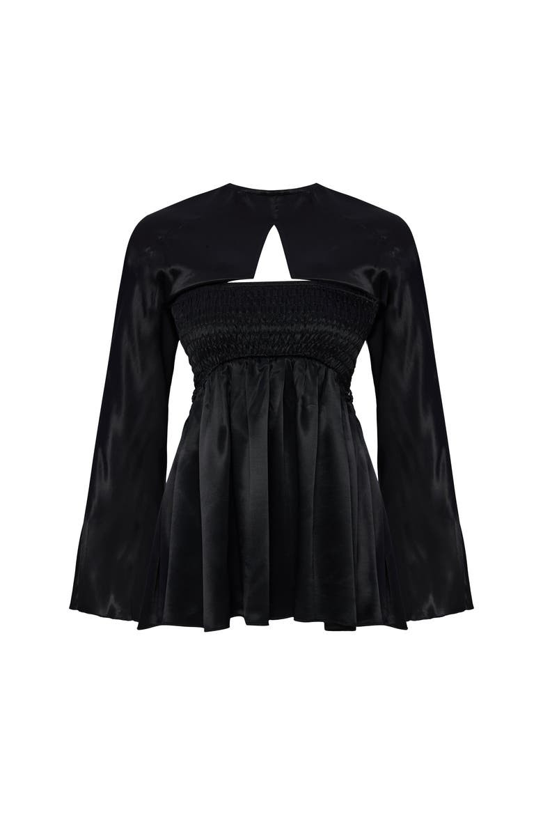 Long Sleeve Mini Dress, Main, color, BLACK