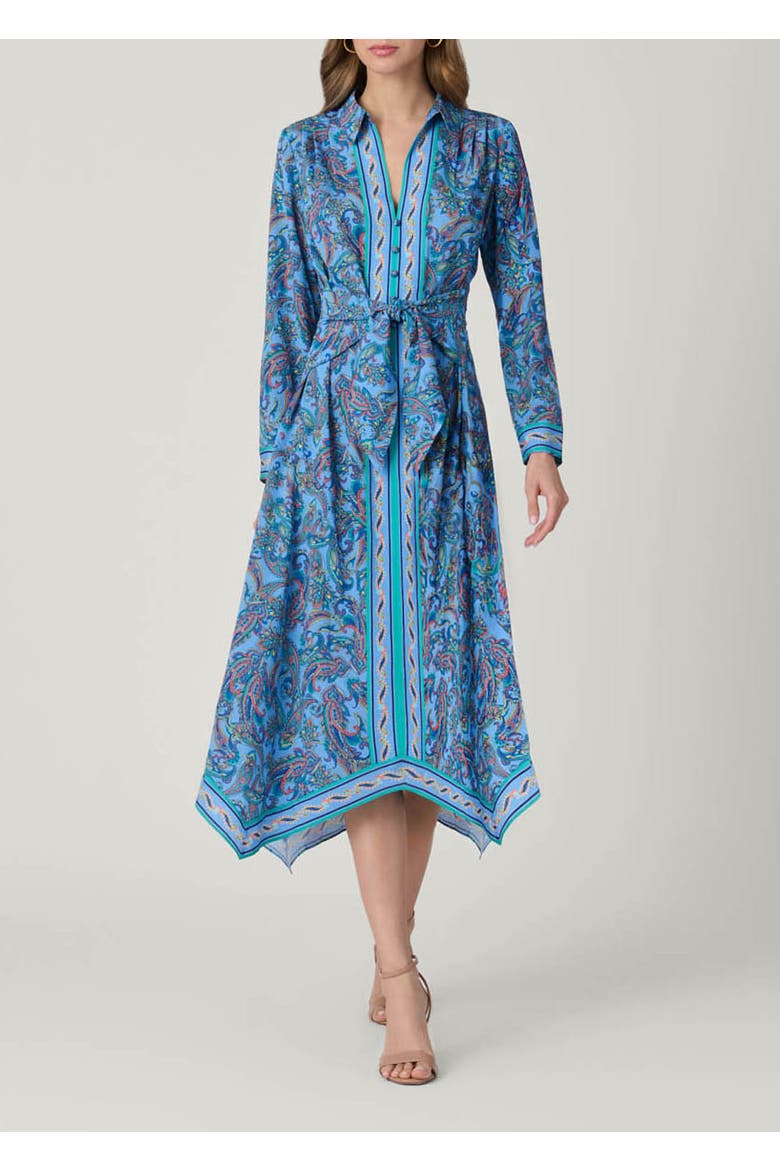 Adair Pelotas Border Paisley Dress, Main, color, Blue Multi