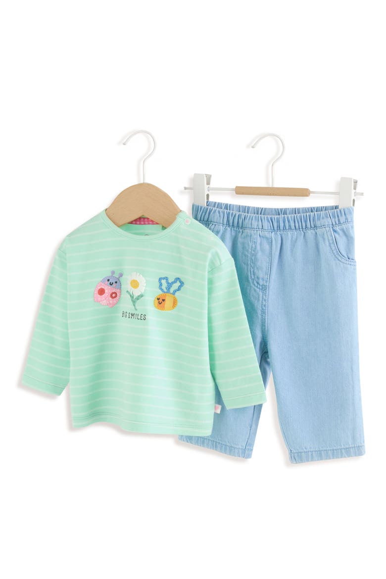 Embroidered Long Sleeve Top & Jeans Set, Main, color, MULTI