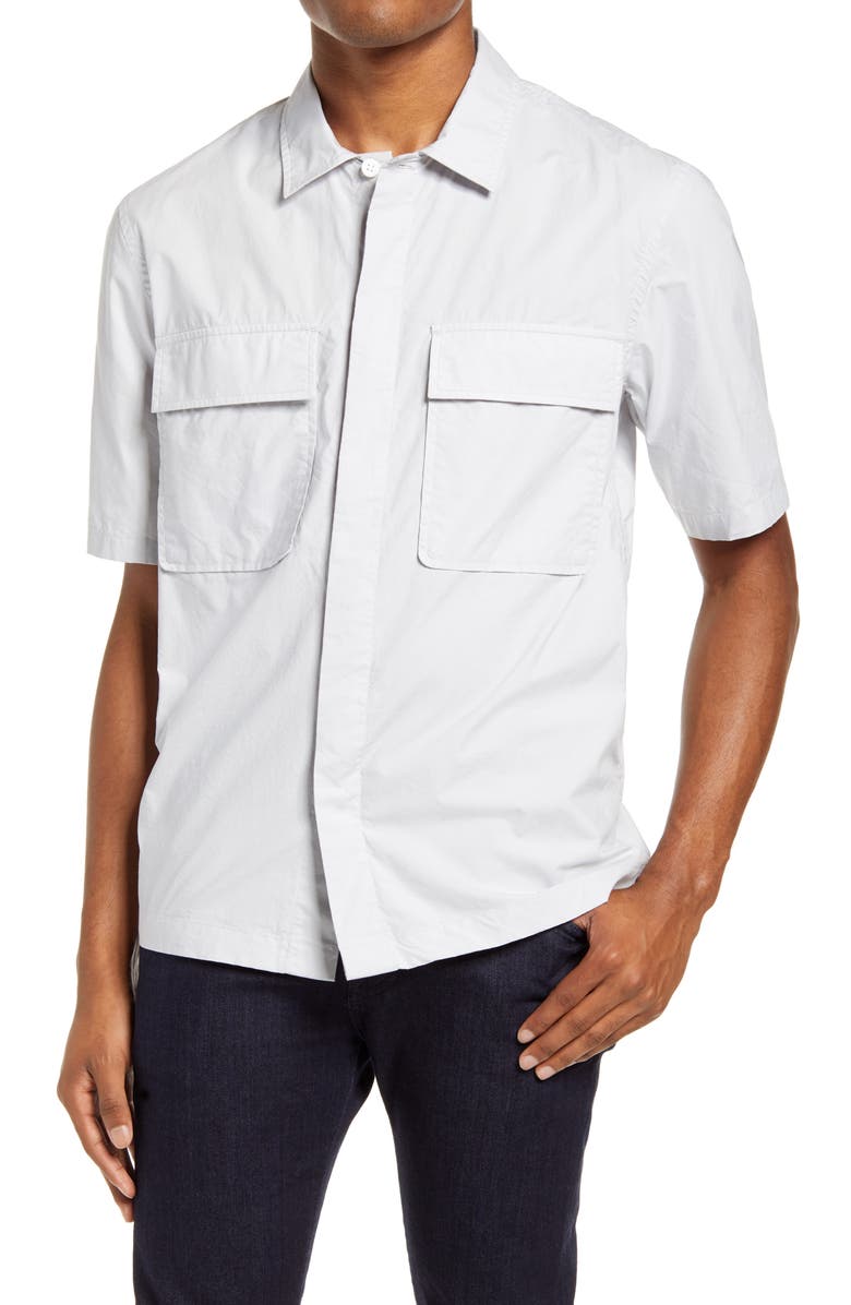 Club Monaco Utility Short Sleeve Button-Up Shirt, Main, color, 