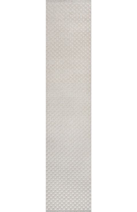 Finn High-Low Modern Minimalist Checkered Monotone Area Rug