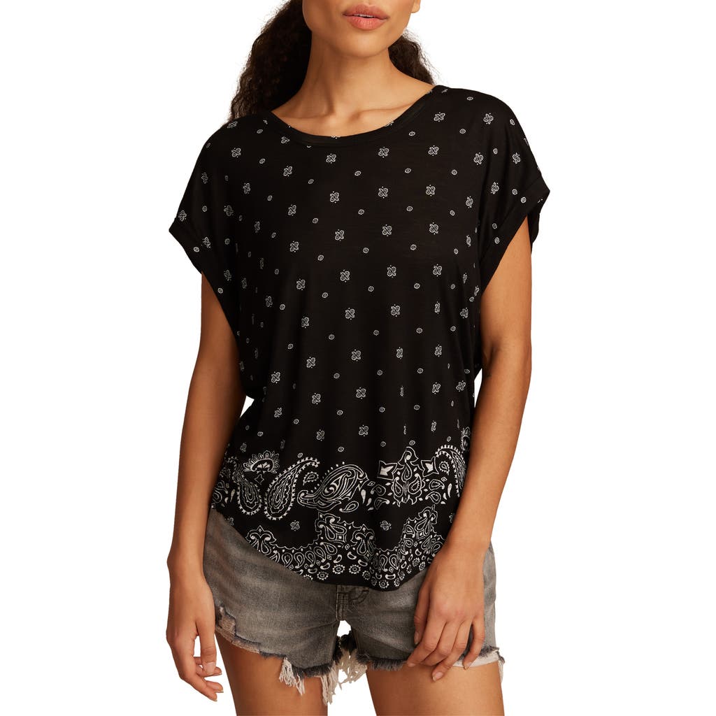 Shop Lucky Brand Abstract Floral Short Sleeve Knit Top