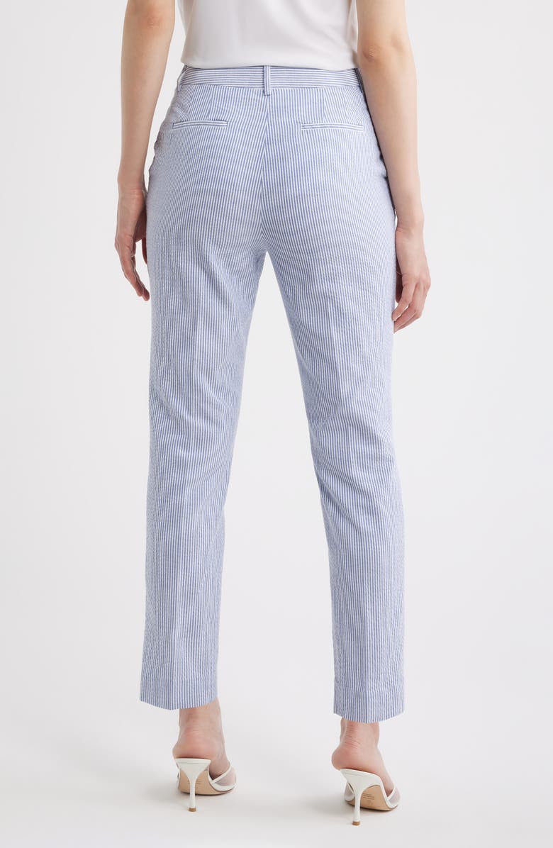 Tahari ASL Seersucker Straight Leg Pants, Alternate, color, Navy Ivory