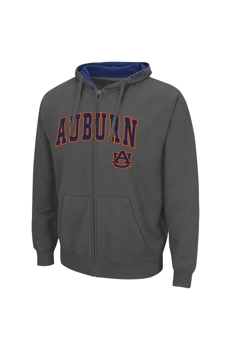 Men's Colosseum Charcoal Auburn Tigers Arch & Logo 3.0 Full-Zip Hoodie, Alternate, color, Charcoal