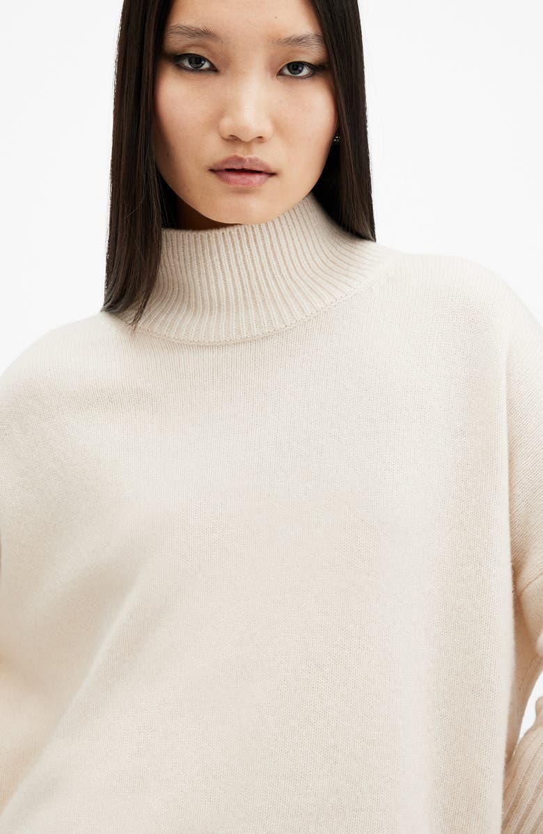 AllSaints Ines Cashmere & Wool Turtleneck Sweater, Alternate, color, Ivory White