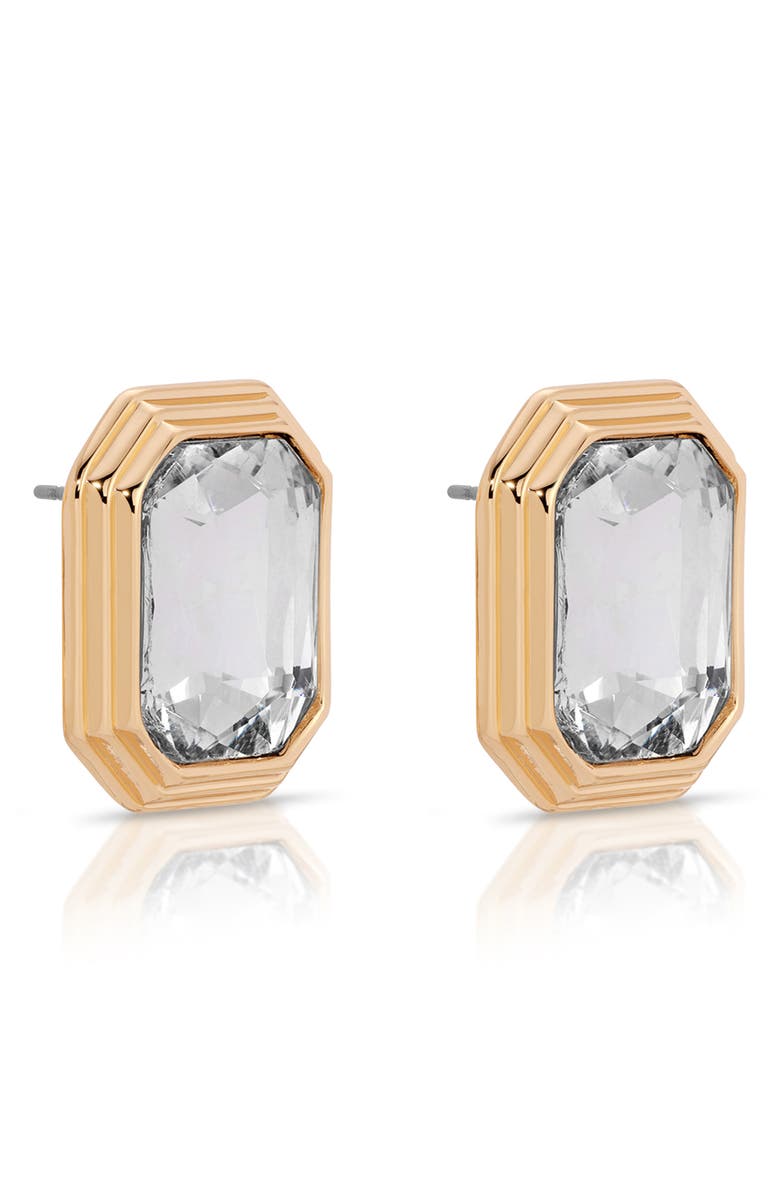 Ettika Deco Crystal Statement Stud Earrings, Alternate, color, Gold