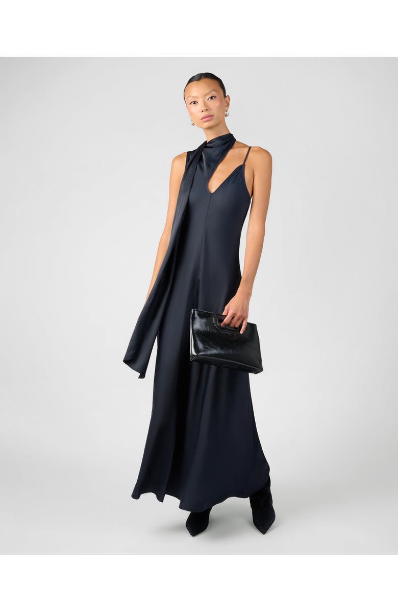WeWoreWhat Wrap Neck Slip Dress, Main, color, Navy