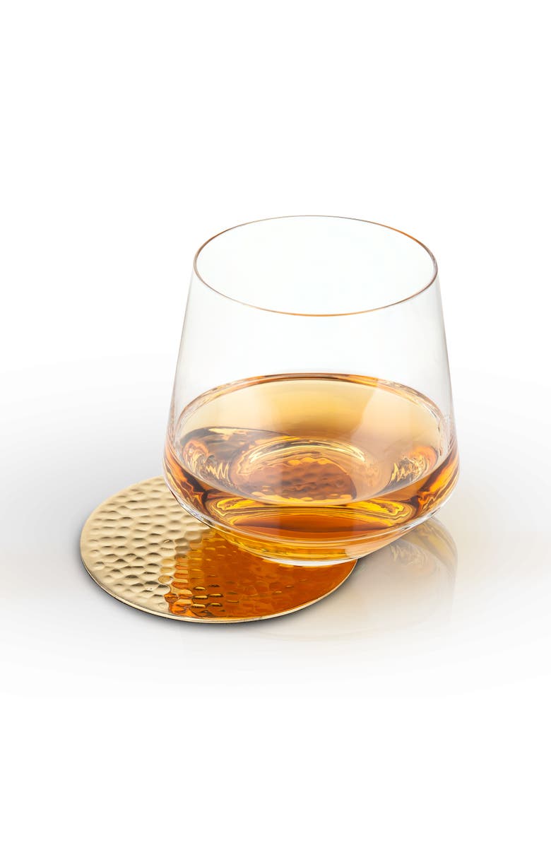 Viski Hammered Coasters in Brass Set of 4, Alternate, color, Gold