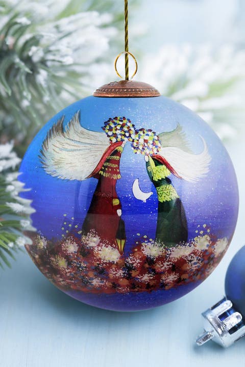 "Angels" Justyna Kopania Hand Painted Glass Ornament