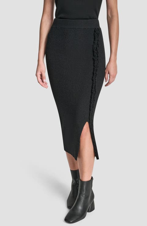 Fringe Detail Sweater Skirt