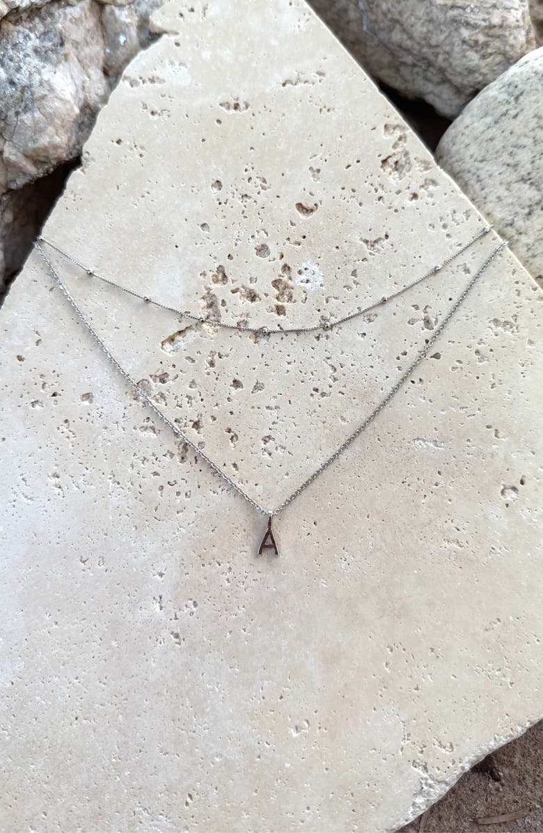 Adornia Initial Pendant Layered Chain Necklace, Alternate, color, Silver-A