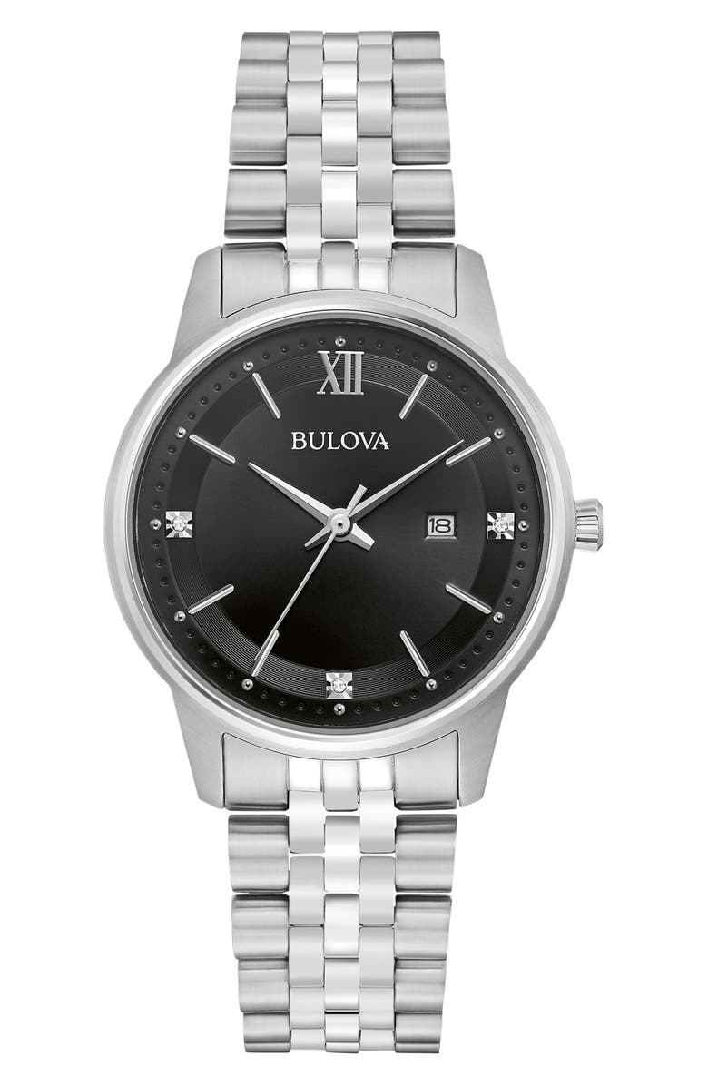 BULOVA Classic Diamond Bracelet Watch, 32mm - 0.03ct., Main, color, Silver