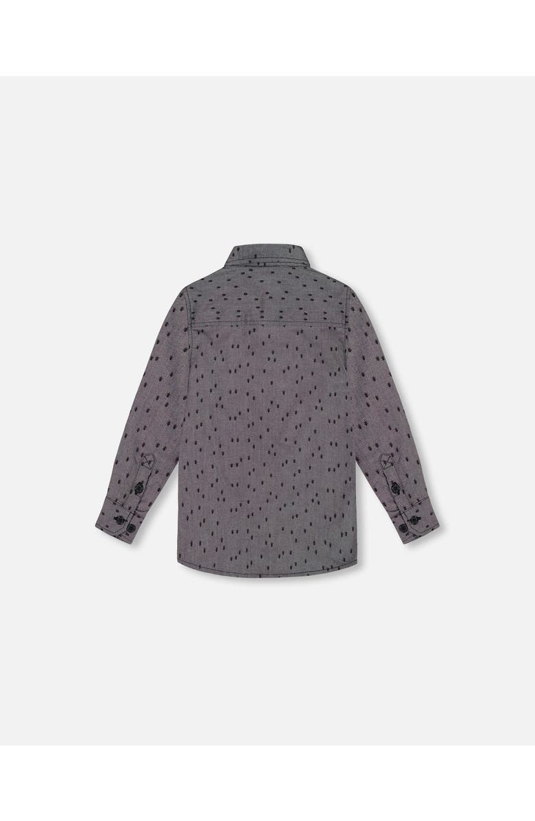 Deux par Deux Baby Boy's Printed Pine Chambray Shirt With Bow Tie Gray, Alternate, color, Anthracite