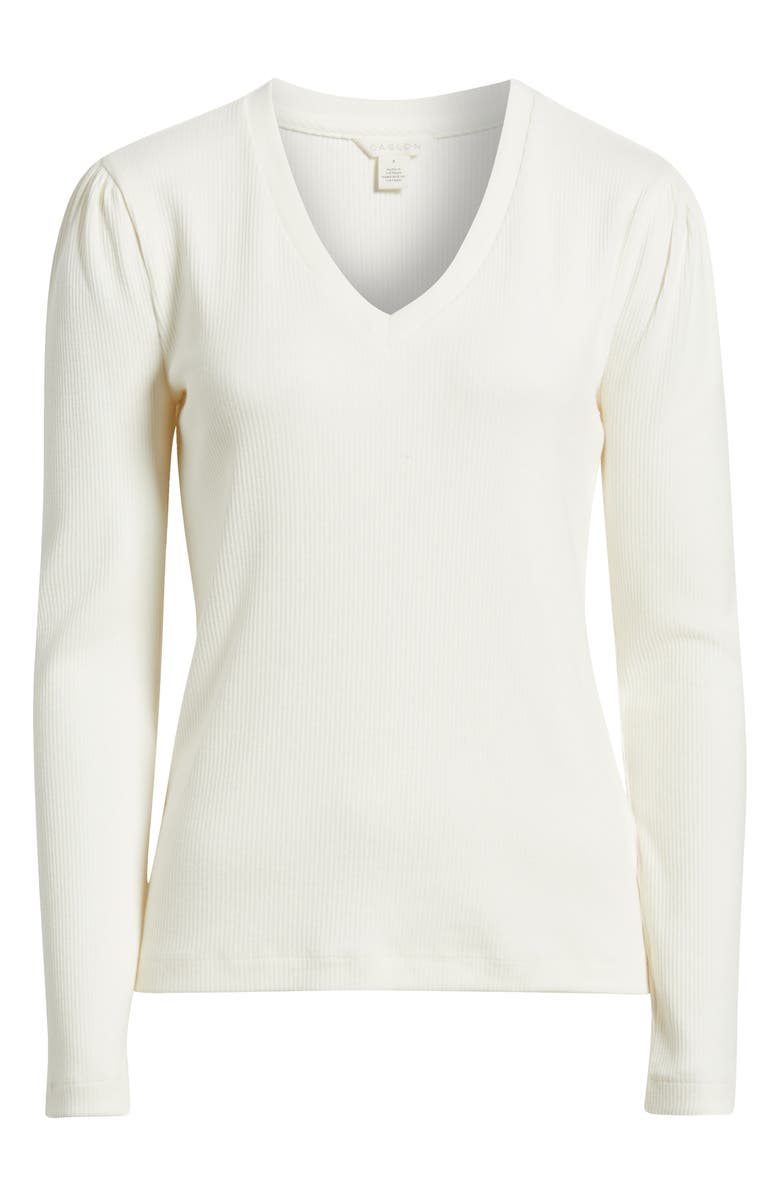 Caslon<sup>®</sup> Long Sleeve Rib T-Shirt, Alternate, color, Ivory Pristine