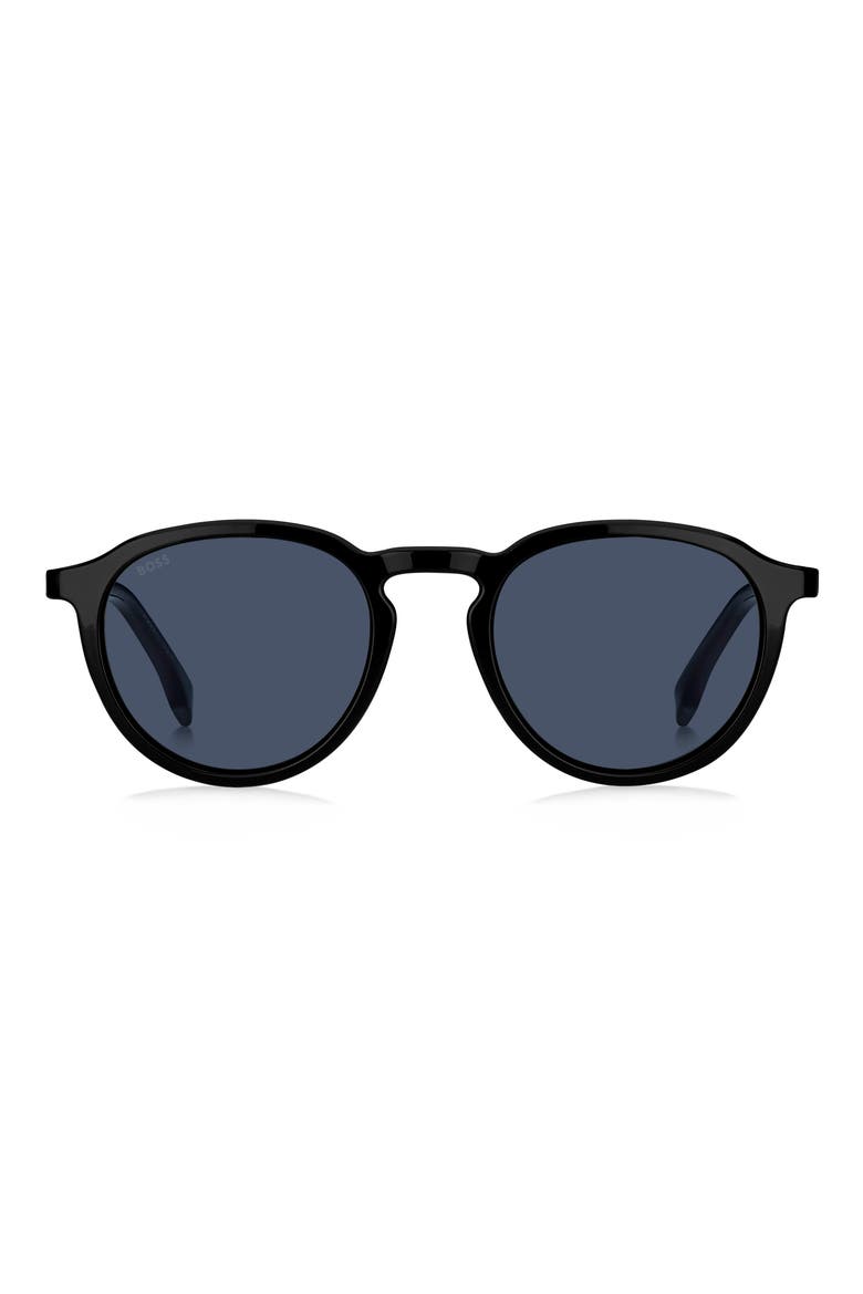 1491/S 51mm Round Sunglasses, Main, color, BLACK