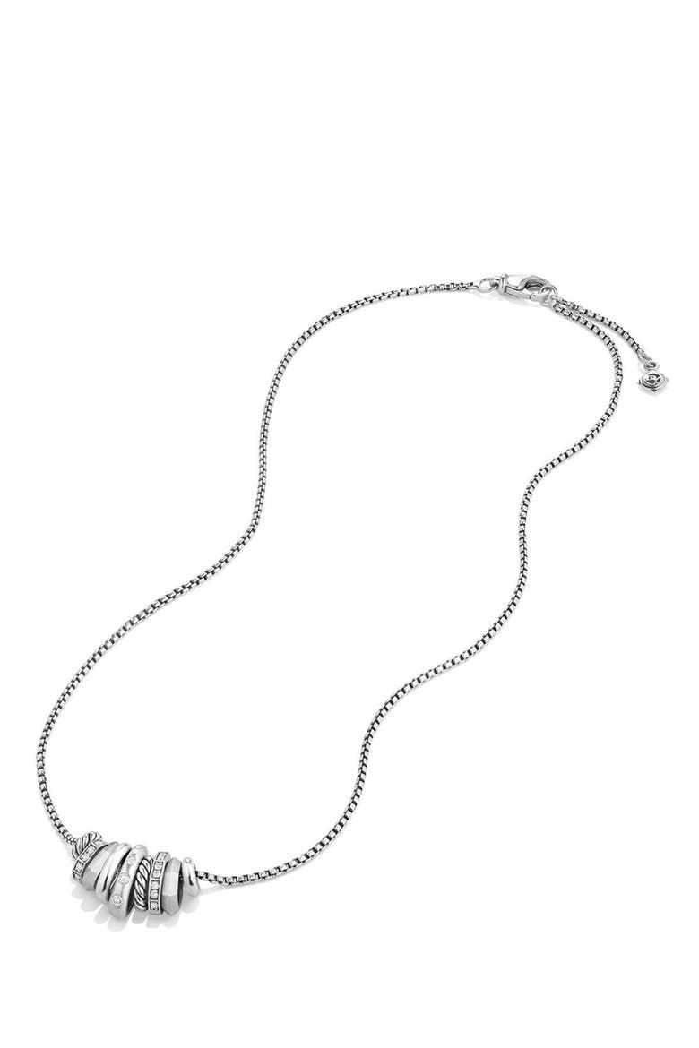 Stax Small Pendant Necklace with Diamonds, Alternate, color, SILVER